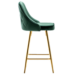 NEW TWO -Barstools Green Rahima Tufted Upholstered Modern Premium Stool Bar Chairs