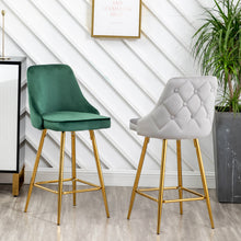 Load image into Gallery viewer, BTExpert Barstools Green Rahima Tufted Upholstered Modern Stool Bar Chair

