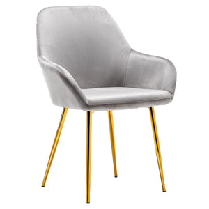 Sarah Premium Metallic Gray Accent Bucket Upholstered Modern Dining Chairs Set of 2