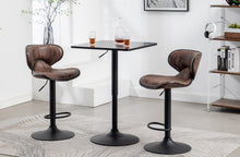 Load image into Gallery viewer, Black Adjustable 27-36 Height Industrial Height Metal Bar Table Swivel Square Cocktail Wood Top Cocktail Pub Bistro
