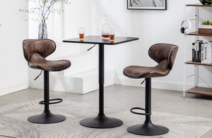 Black Adjustable 27-36 Height Industrial Height Metal Bar Table Swivel Square Cocktail Wood Top Cocktail Pub Bistro
