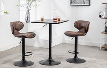 Load image into Gallery viewer, Golden Black Adjustable 27-36 Height Industrial Height Metal Bar Table Swivel Square Cocktail Wood Top Cocktail Pub Bistro
