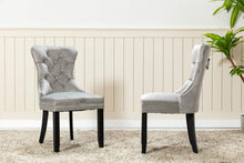 Load image into Gallery viewer, High Back Velvet Tufted Nailhead Upholstered Dining Chairs, Set of 2, Solid Wood, Ring
