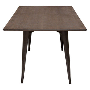 BTExpert Industrial Antique Distressed Rustic Steel Metal Dining Rectangle Wood Table