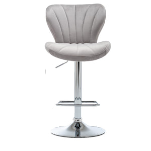 BTExpert Velvet Upholstered Dining Adjustable Height 36 44" High Back Stool Bar Chair Grey Velvet