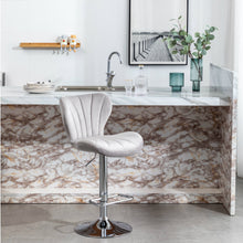 Load image into Gallery viewer, BTExpert Velvet Upholstered Dining Adjustable Height 36 44&quot; High Back Stool Bar Chair Grey Velvet
