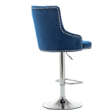 Load image into Gallery viewer, BTEXPERT Upholstered Dining  Adjustable Seat, High Back Stool Bar Chairs Blue Tufted
