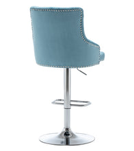 Load image into Gallery viewer, BTExpert Upholstered Dining Adjustable Seat, High Back Stool Bar Chair Teal Tufted Barstool Set of 2
