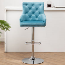 Load image into Gallery viewer, BTExpert Upholstered Dining Adjustable Seat, High Back Stool Bar Chair Teal Tufted Barstool Set of 2
