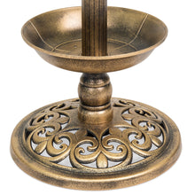 Load image into Gallery viewer, Birdbath Vintage Bronze Solar Lighted Pedestal Bird Bath Garden Fountain Planter Decoration Accents
