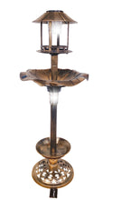 Load image into Gallery viewer, Birdbath Vintage Bronze Solar Lighted Pedestal Bird Bath Garden Fountain Planter Decoration Accents

