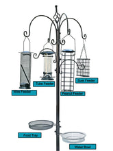 Load image into Gallery viewer, BTEXPERT 6-Hook Bath Feeding Station Kit, 4 Wild Multi Pole Steel Hanging Stand Suet Wire Peanut Tube Feeder 22&quot; Wide x 96&quot; Tall 5-Prong
