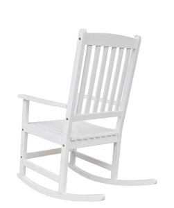 BTEXPERT Slatted Wooden Furniture Rocking Chair Garden Deck Porch Rocker, White, Indoor Outdoor