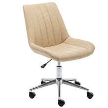 Load image into Gallery viewer, Home Office Desk Faux Leather Adjustable Beige Leisure Chrome Base Swivel Chair
