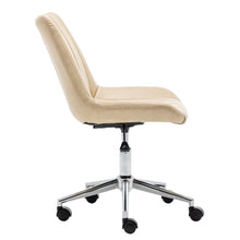 Load image into Gallery viewer, Home Office Desk Faux Leather Adjustable Beige Leisure Chrome Base Swivel Chair
