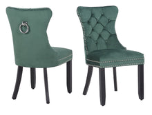 Load image into Gallery viewer, Green Set of 2 High Back Velvet Tufted Upholstery, Solid Wood-Accent Nail Trim, Ring Leisure Side Bedroom Coffee upholstered Dining Chair
