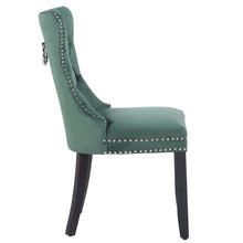 Load image into Gallery viewer, Green High Back Velvet Tufted Upholstery, Wood Accent Nail Trim Ring Leisure Dining Chair
