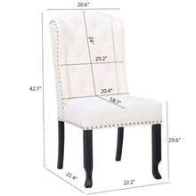 Load image into Gallery viewer, BTEXPERT White Velvet High Back Tufted Upholstered Solid Wood Accent Nail Trim Ring Living Room Side Kitchen Dining Chair Set of 2
