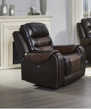 Load image into Gallery viewer, BTExpert Manual Recliner Chair , Headrest Upholstered Two Tone Dark Light Brown Top Grain Leather Reclining Chair
