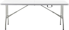 Load image into Gallery viewer, BTExpert Fold-in-Half Folding Utility Table 6 Feet 72&quot; x 29.5&quot; Lightweight Portable Carrying Handle, Indoor Outdoor Picnic Camping Office Home Party Wedding Event Easy to Clean Store &amp; Care White
