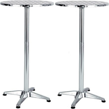Load image into Gallery viewer, BTExpert Aluminum Indoor Outdoor 23.75&quot; Round Restaurant Bar height 44&quot; Table flip top, Patio Stainless Steel Silver Furniture 25.75&quot; base Set of 2
