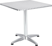 Load image into Gallery viewer, BTExpert Indoor Outdoor 27.5&quot; Square Restaurant Table Stainless Steel Silver Aluminum + 4 Brown Restaurant Rattan Stack Chairs Commercial Lightweight
