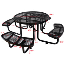 Load image into Gallery viewer, Round Outdoor Steel Picnic Table 46&quot; black ,with umbrella pole
