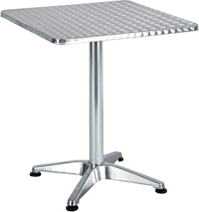 BTExpert Indoor Outdoor 27.5" Square Restaurant Table for Patio Stainless Steel Silver Aluminum Furniture with base