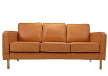Load image into Gallery viewer, BTEXPERT Green Velvet 3 Seater Sofa with Stainless Steel Legs in Polished Gold Finish

