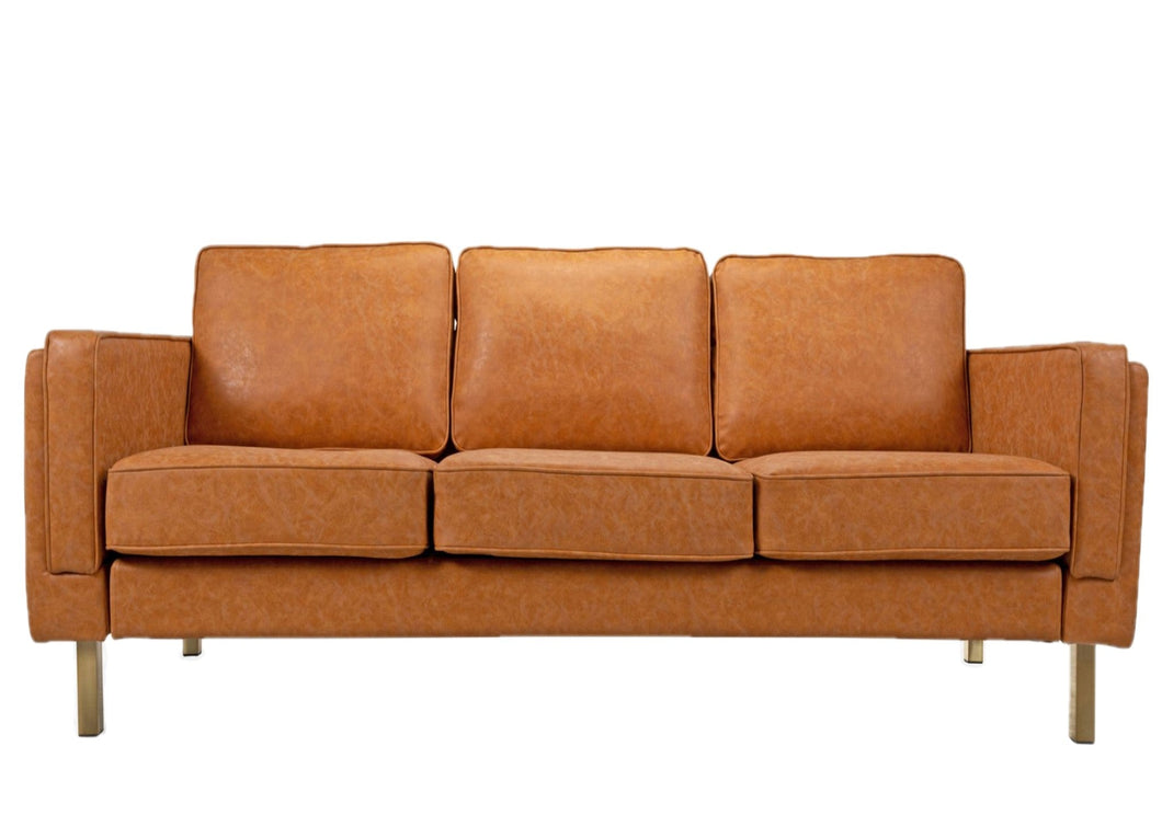 BTEXPERT Green Velvet 3 Seater Sofa with Stainless Steel Legs in Polished Gold Finish