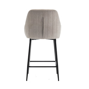 BTEXPERT Set of 2 Premium upholstered Dining 25" High Back Stool Bar Chairs, Beige fabric Barstools