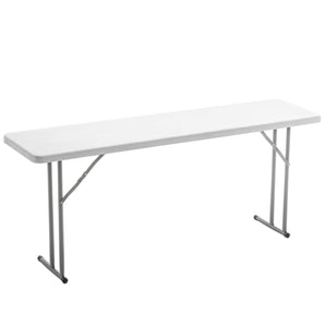 6-Foot Long Granite White Plastic Folding Training Table