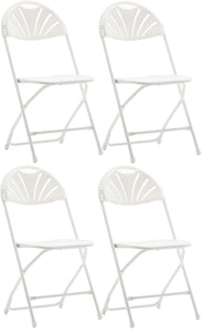 BTExpert White Plastic Folding Chair Steel Frame Commercial High Capacity Event Chair lightweight Wedding Party Set of 4