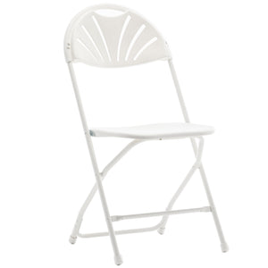 BTExpert White Plastic Folding Chair Steel Frame Commercial High Capacity Event Chair lightweight Wedding Party Set of 40