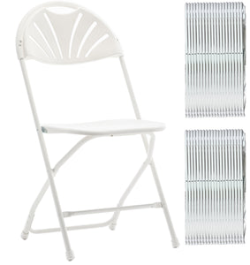 BTExpert White Plastic Folding Chair Steel Frame Commercial High Capacity Event Chair lightweight Wedding Party Set of 40