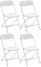 Load image into Gallery viewer, White Plastic Folding Chair Steel Frame Commercial High Capacity Event lightweight for Office Wedding Party Picnic Kitchen Dining School Set of 4
