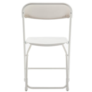 White Plastic Folding Chair Steel Frame Commercial High Capacity Event lightweight Set for Office Wedding Party Picnic Kitchen Dining School Set of 10