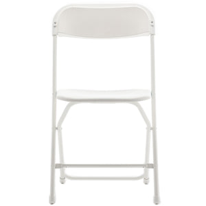 White Plastic Folding Chair Steel Frame Commercial High Capacity Event lightweight Set for Office Wedding Party Picnic Kitchen Dining School Set of 10