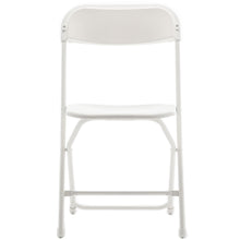 Load image into Gallery viewer, White Plastic Folding Chair Steel Frame Commercial High Capacity Event lightweight Set for Office Wedding Party Picnic Kitchen Dining Church School
