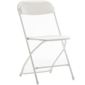 White Plastic Folding Chair Steel Frame Commercial High Capacity Event lightweight Set for Office Wedding Party Picnic Kitchen Dining School Set of 10