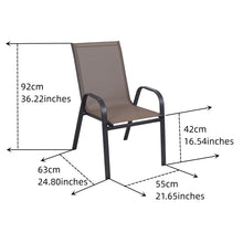 Load image into Gallery viewer, BTExpert Indoor Outdoor 4 - Set of Four Brown Restaurant Flexible Sling Stack Chairs, patio Metal Frame Chair
