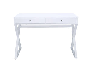ACME Coleen Vanity Desk  in White & Chrome Finish AC00895