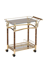 Load image into Gallery viewer, ACME Helmut Serving Cart, Gold Plated &amp; Clear Glass 98002
