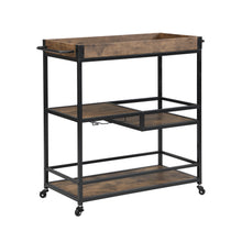 Load image into Gallery viewer, TOPMAX 31.5&quot; Large Bar Cart Home Serving Cart Dining Cart with Lockable Wheels, 3-Tier Wine Cart with Removable Tray, Glass Holders for Kitchen, Dining Room, Rustic Brown+Black Frame
