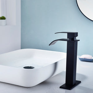 Waterfall Spout Bathroom Faucet,Single Handle Bathroom Vanity Sink Faucet