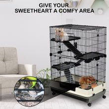 Load image into Gallery viewer, 【VIDEO provided】4-Tier 32 inch Small Animal Metal Cage Height Adjustable with Lockable  Top-Openings Removable for Rabbit Chinchilla Ferret Bunny Guinea Pig ,EVEN FOR HAMSTERS(black)
