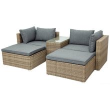 Load image into Gallery viewer, TOPMAX Outdoor Patio Furniture Set, 5-Piece Wicker Rattan Sectional Sofa Set, Brown and Gray

