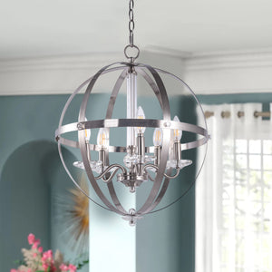 5-Light Candle Style Globe Chandelier Vintage Silver