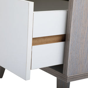 Nightstand Set of 2, Bedside Table with One Drawer and Storage Compartment - Gray