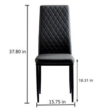 Load image into Gallery viewer, Black modern minimalist dining chair fireproof leather sprayed metal pipe diamond grid pattern restaurant home conference chair set of 6
